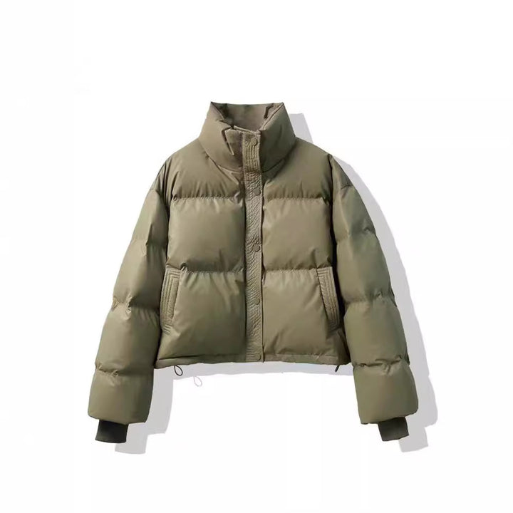 Short, loose women's winter jacket in modern style