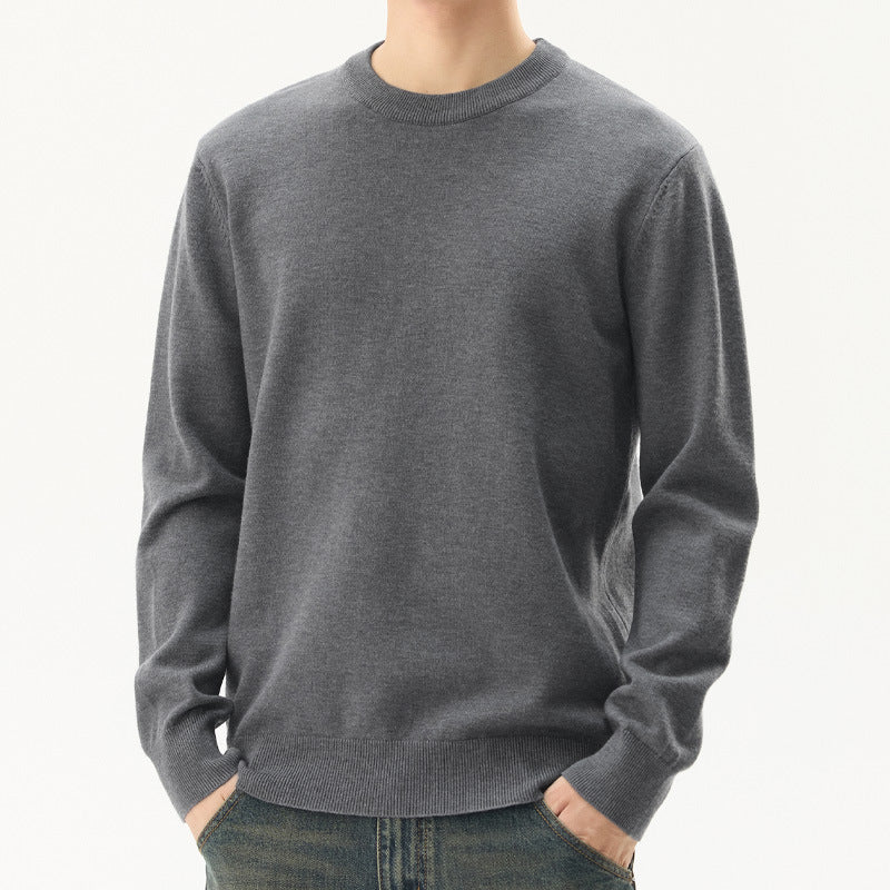 Men's wool blend pullover with round neck
