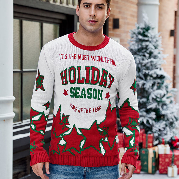 Men's knitted pullover with animal motif