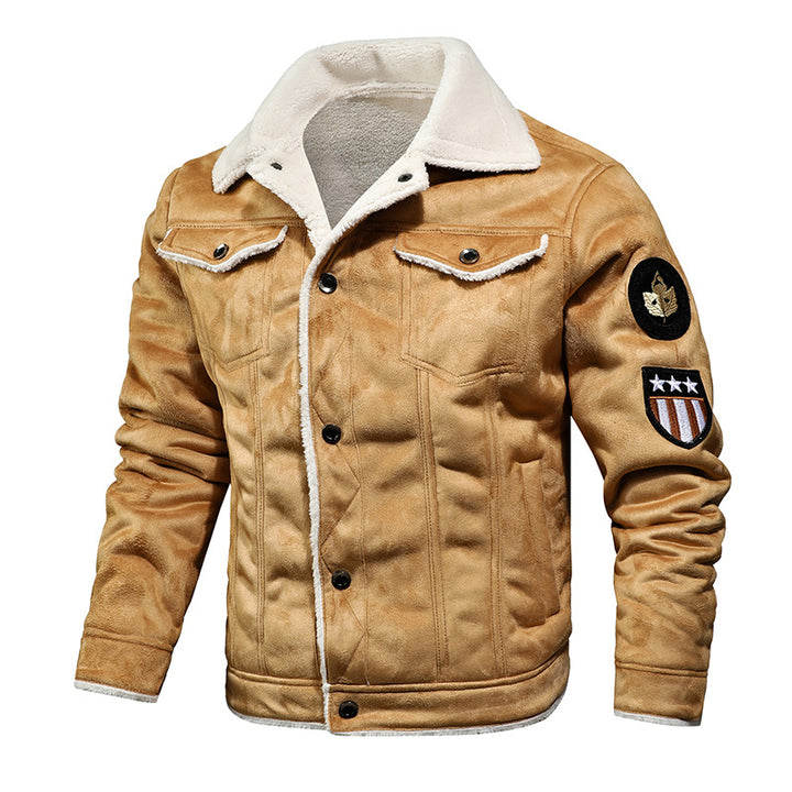 Men's faux leather pilot jacket with teddy lining and vintage wash Mune Fashion
