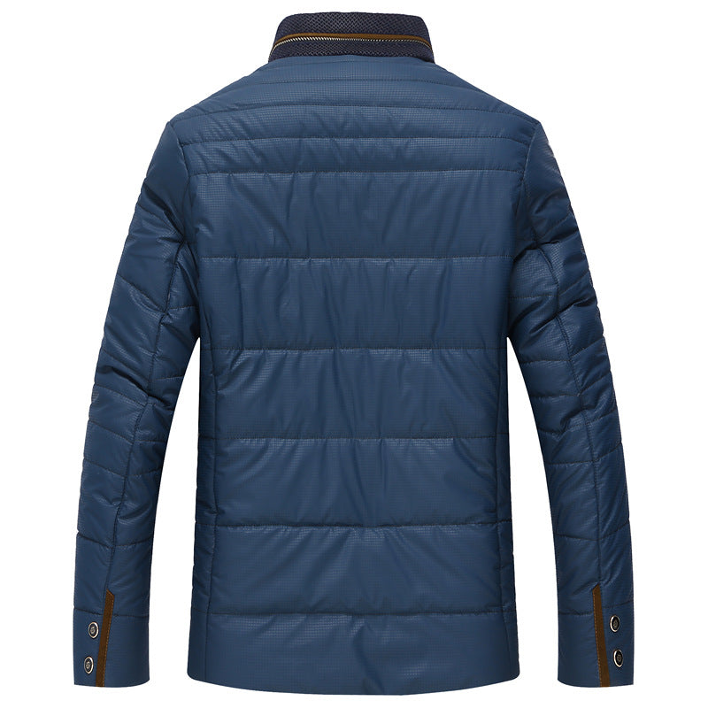 Men's quilted thermo quilted jacket with faux leather shoulder yoke and teddy collar Mune Fashion