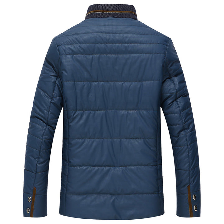 Men's quilted thermo quilted jacket with faux leather shoulder yoke and teddy collar Mune Fashion