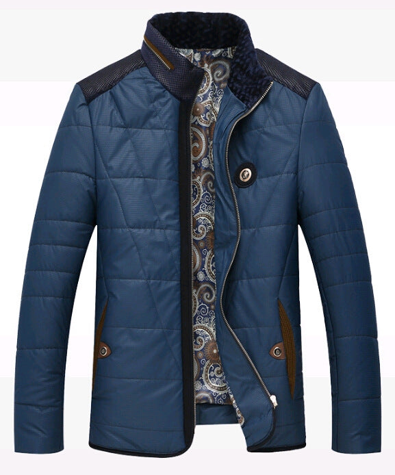 Men's quilted thermo quilted jacket with faux leather shoulder yoke and teddy collar Mune Fashion