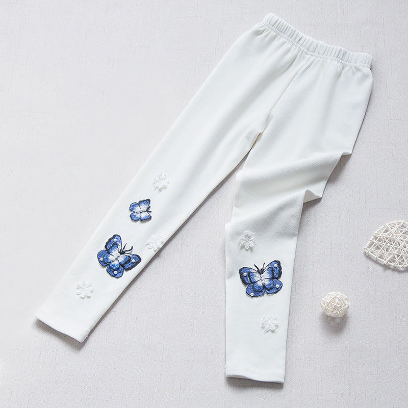 Girl's leggings with colorful butterfly embroideries Mune Fashion