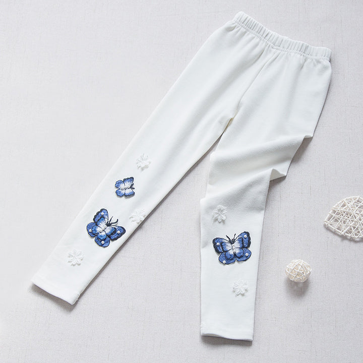 Girl's leggings with colorful butterfly embroideries Mune Fashion