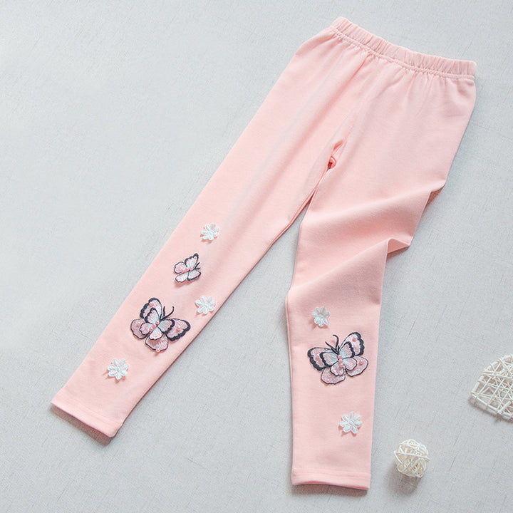 Girl's leggings with colorful butterfly embroideries Mune Fashion