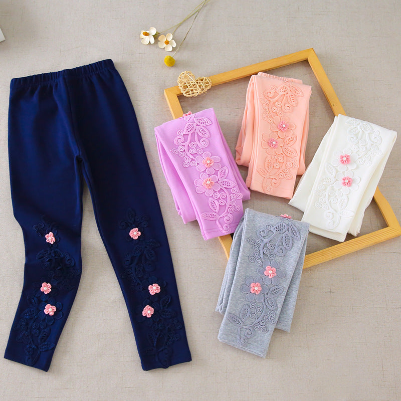 Girls leggings with floral embroidery Mune Fashion