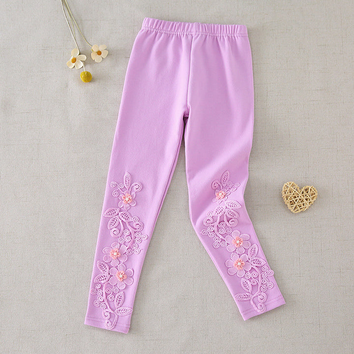 Girls leggings with floral embroidery Mune Fashion
