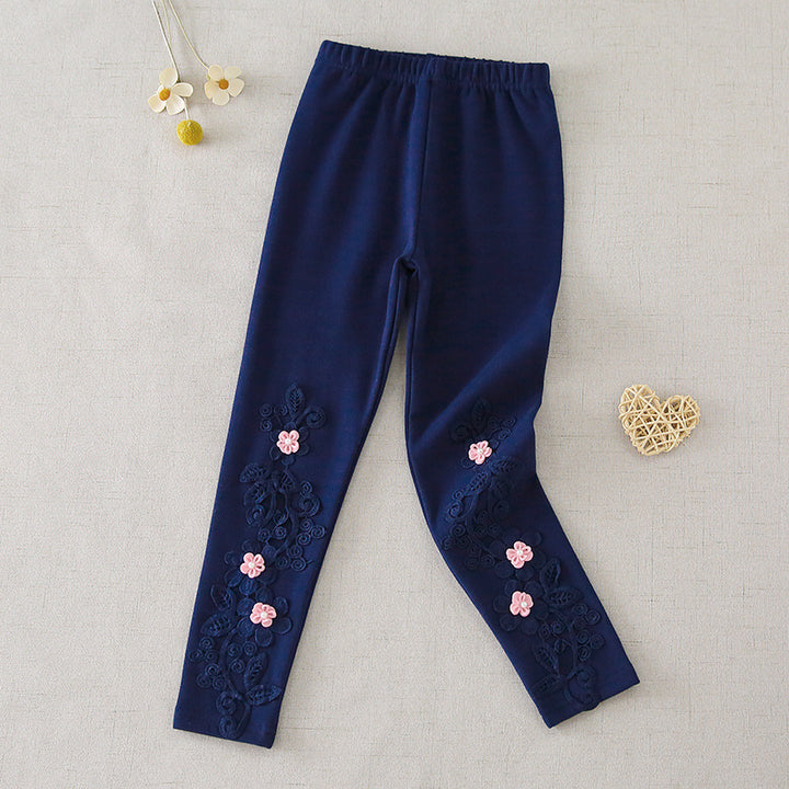 Girls leggings with floral embroidery Mune Fashion