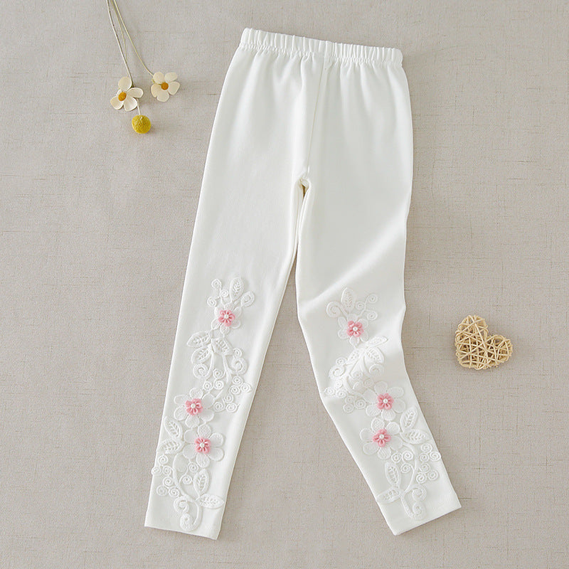 Girls leggings with floral embroidery Mune Fashion