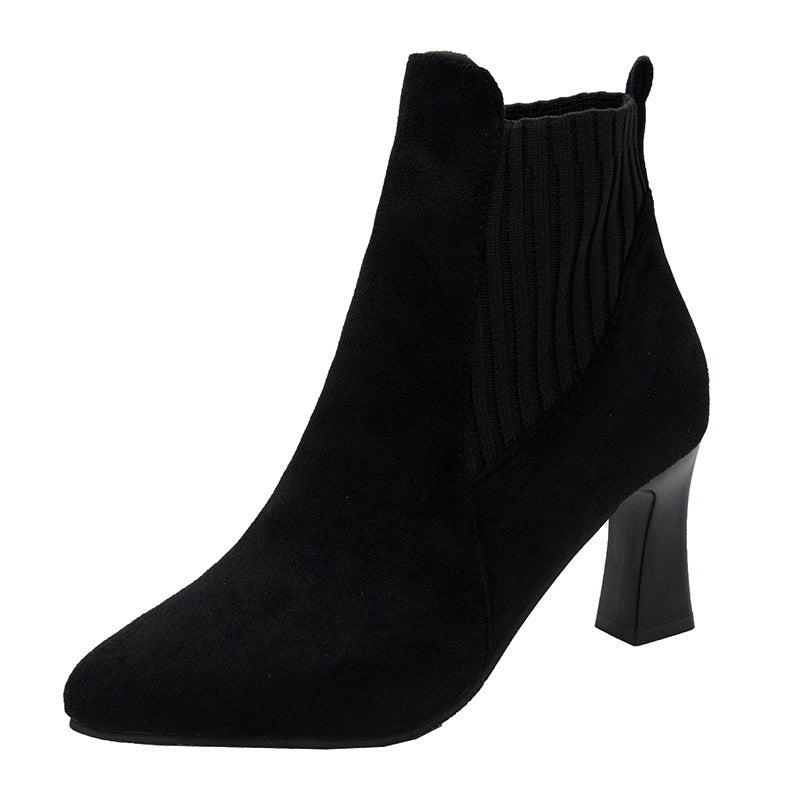 Women’s pointed ankle boots with side stretch insert and sculpted block heel Mune Fashion