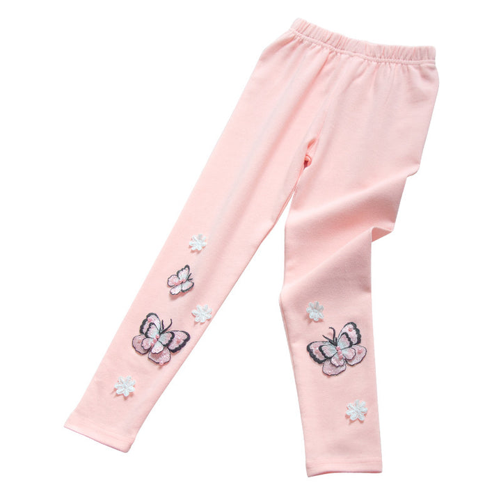 Girl's leggings with colorful butterfly embroideries Mune Fashion