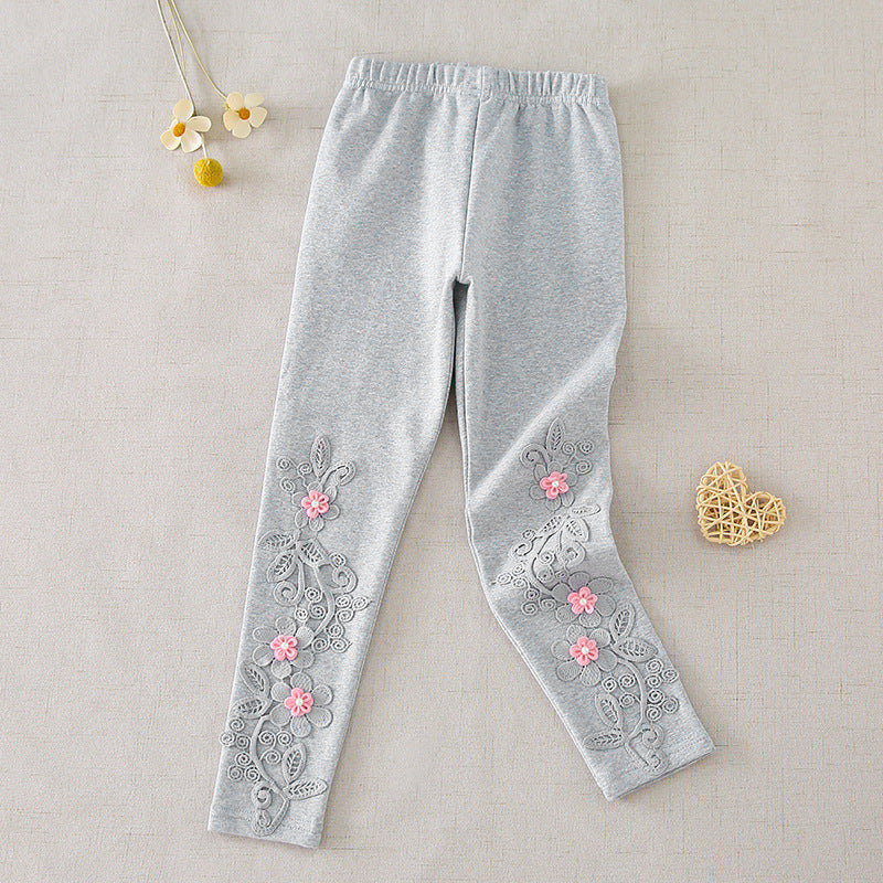 Girls leggings with floral embroidery Mune Fashion