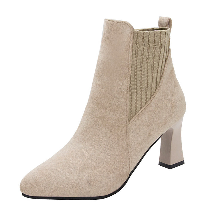 Women’s pointed ankle boots with side stretch insert and sculpted block heel Mune Fashion