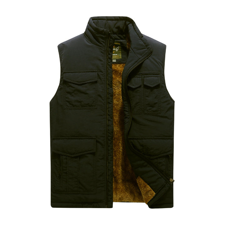 Men's Outdoor Utility Vest with warming teddy plush lining and multiple pockets Mune Fashion