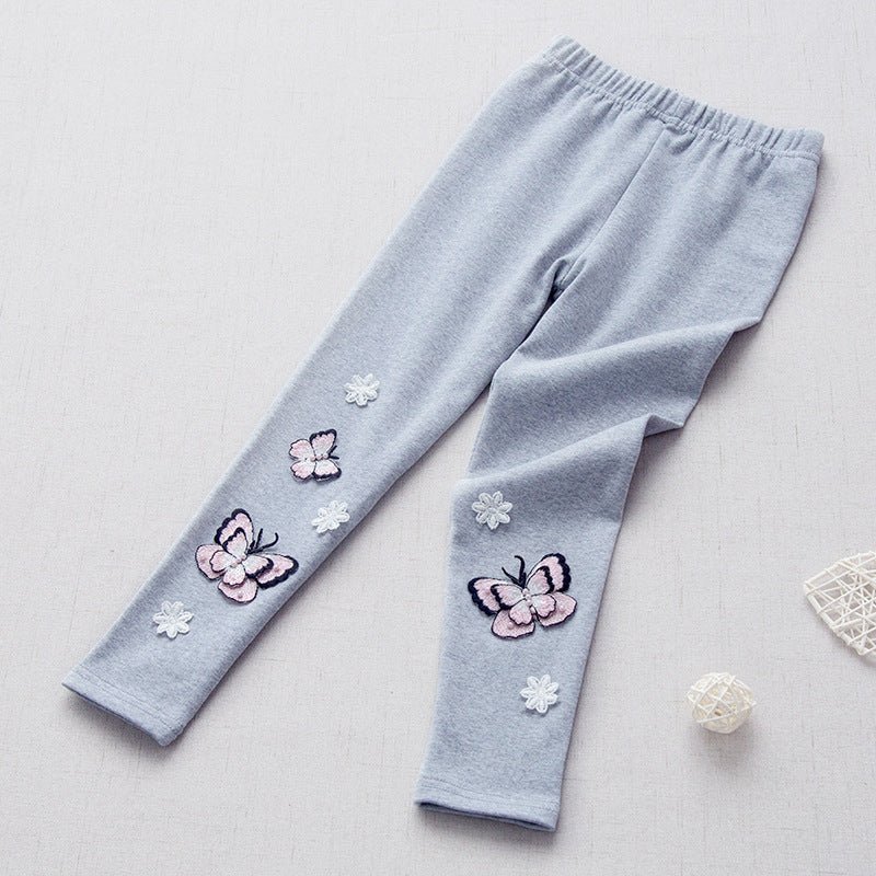 Girl's leggings with colorful butterfly embroideries Mune Fashion
