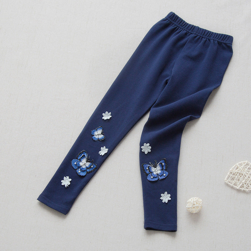 Girl's leggings with colorful butterfly embroideries Mune Fashion