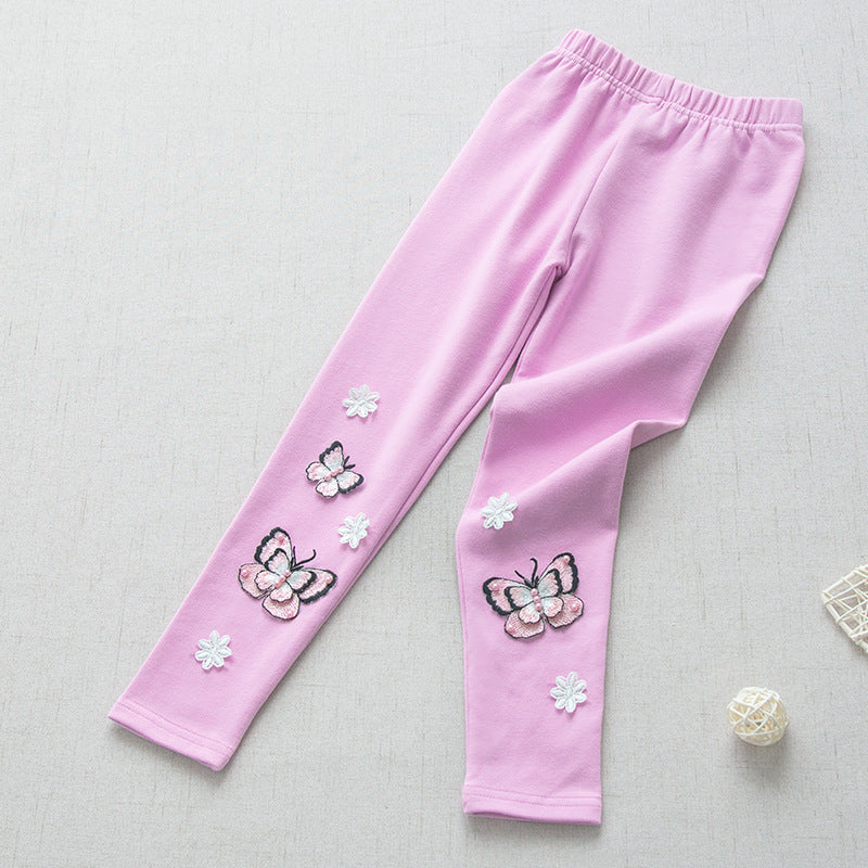 Girl's leggings with colorful butterfly embroideries Mune Fashion