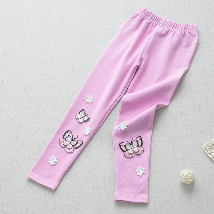 Girl's leggings with colorful butterfly embroideries Mune Fashion