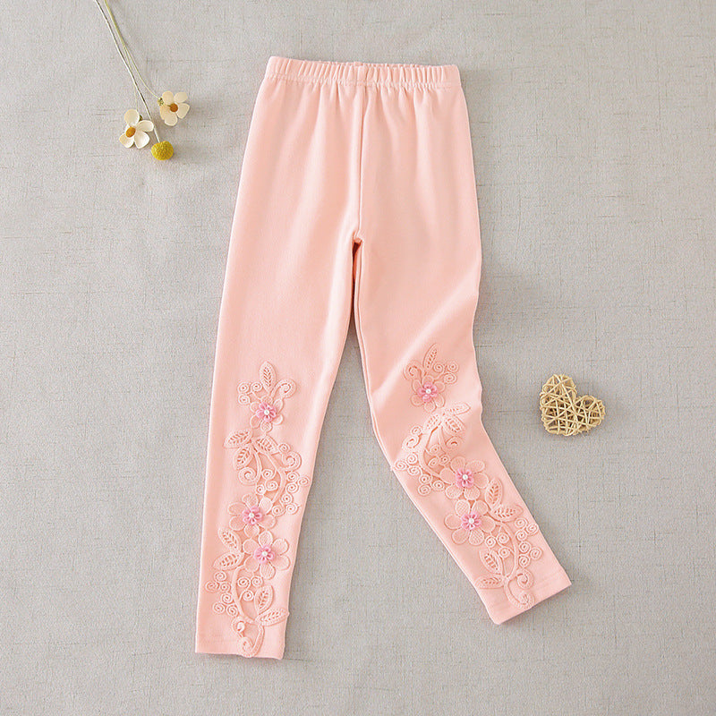 Girls leggings with floral embroidery Mune Fashion