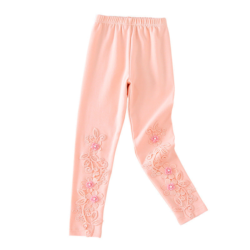 Girls leggings with floral embroidery Mune Fashion