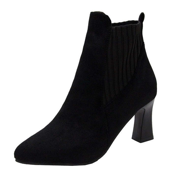 Women’s pointed ankle boots with side stretch insert and sculpted block heel Mune Fashion