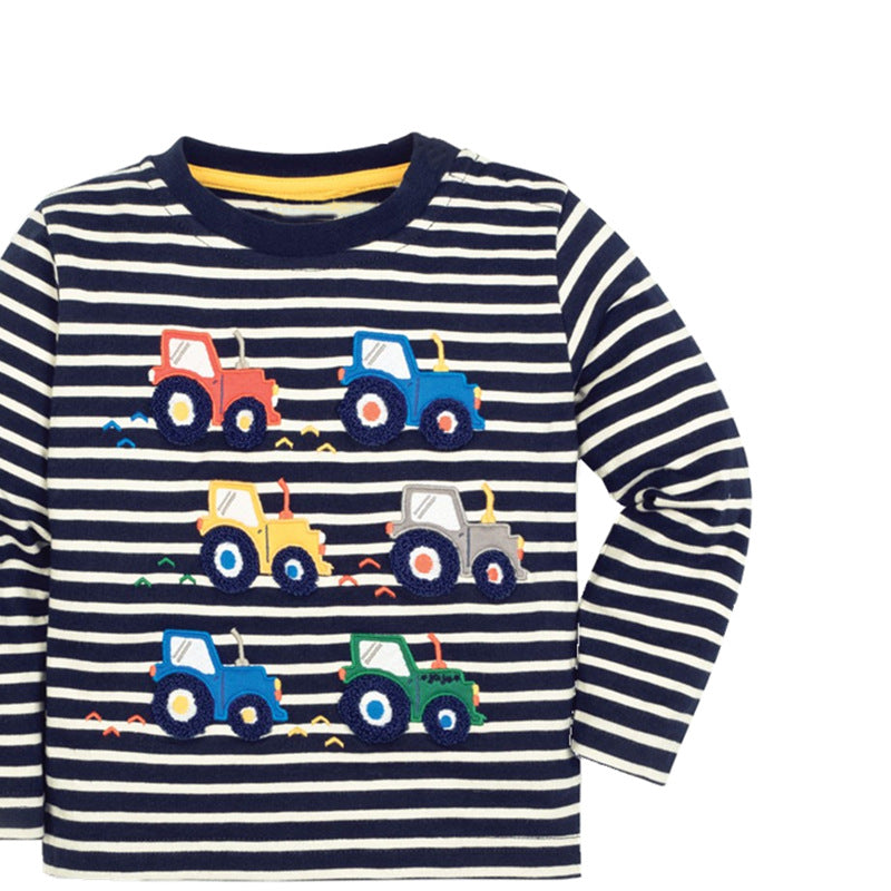 Boys Long Sleeve Shirt with Fun Tractor Motif Mune Fashion