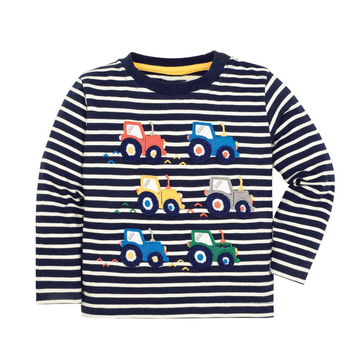 Boys Long Sleeve Shirt with Fun Tractor Motif Mune Fashion