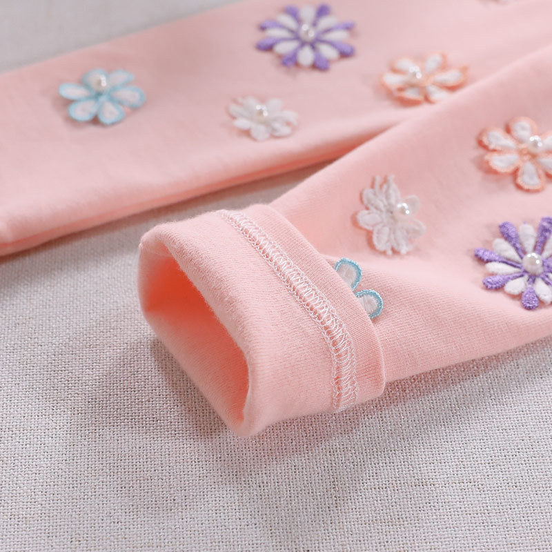 Girls leggings with floral applique design Mune Fashion