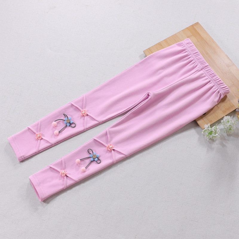 Girls Leggings with Floral Applications Mune Fashion
