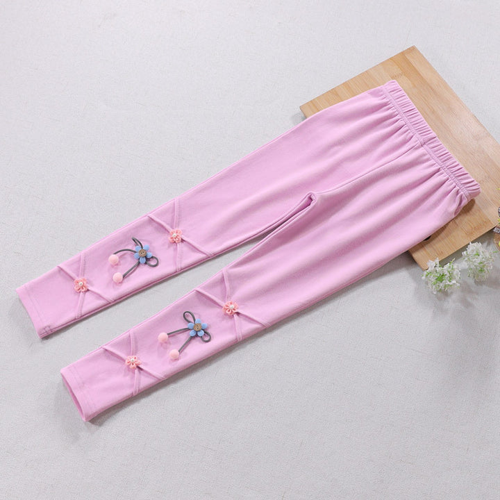 Girls Leggings with Floral Applications Mune Fashion
