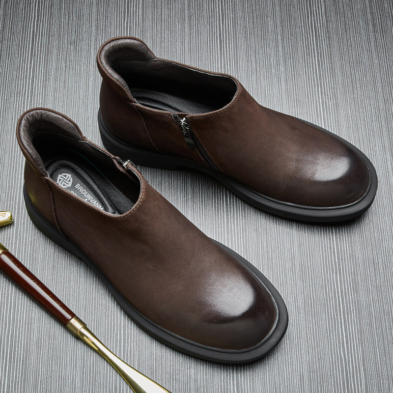 Men's Chelsea boots made of cowhide leather, soft sole