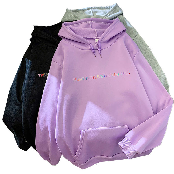 Women's casual oversized hoodie with holographic lettering, kangaroo pocket, and brushed fleece Mune Fashion