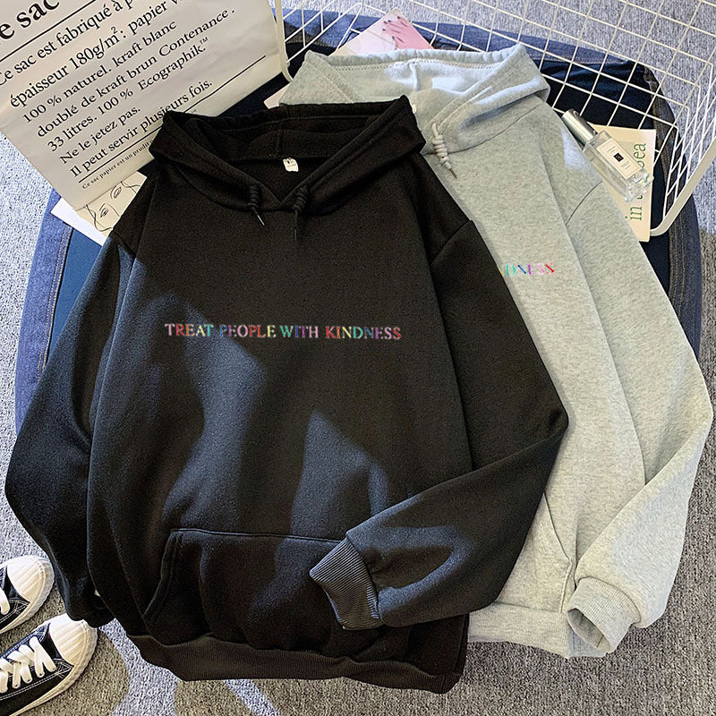 Women's casual oversized hoodie with holographic lettering, kangaroo pocket, and brushed fleece Mune Fashion
