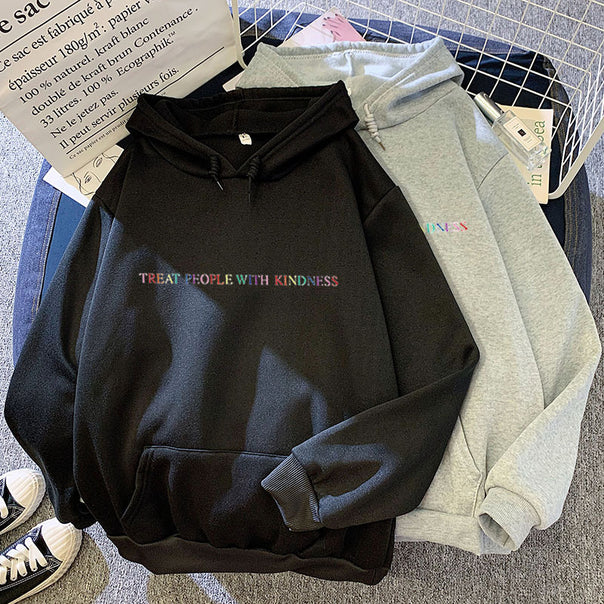 Women's casual oversized hoodie with holographic lettering, kangaroo pocket, and brushed fleece Mune Fashion