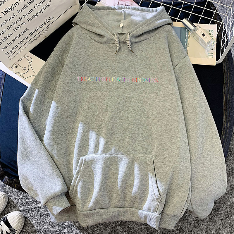 Women's casual oversized hoodie with holographic lettering, kangaroo pocket, and brushed fleece Mune Fashion