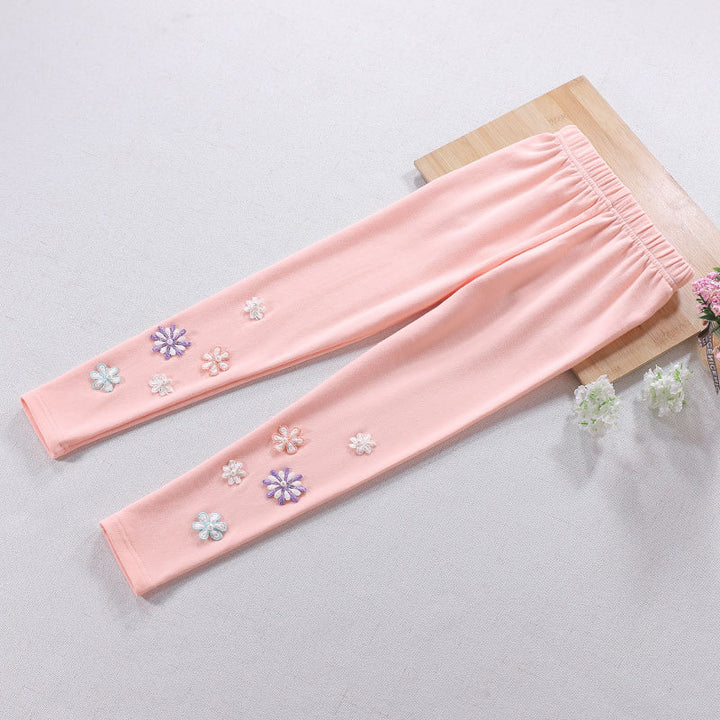 Girls leggings with floral applique design Mune Fashion