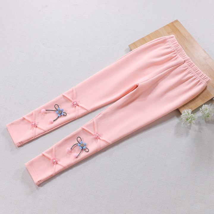 Girls Leggings with Floral Applications Mune Fashion