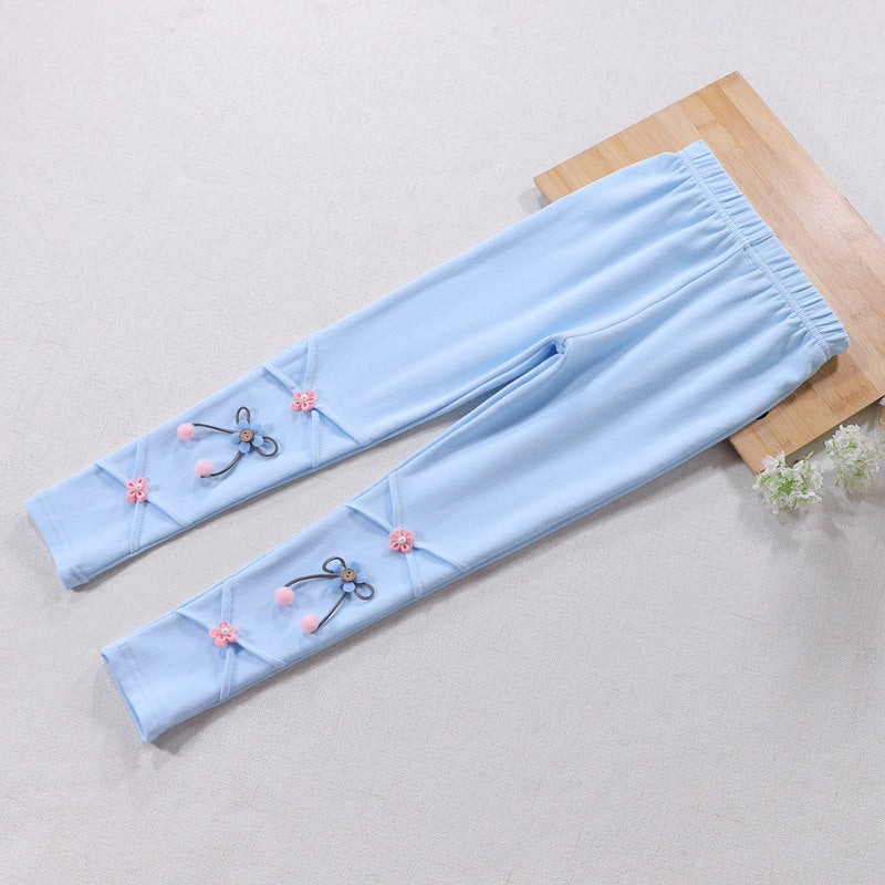 Girls Leggings with Floral Applications Mune Fashion