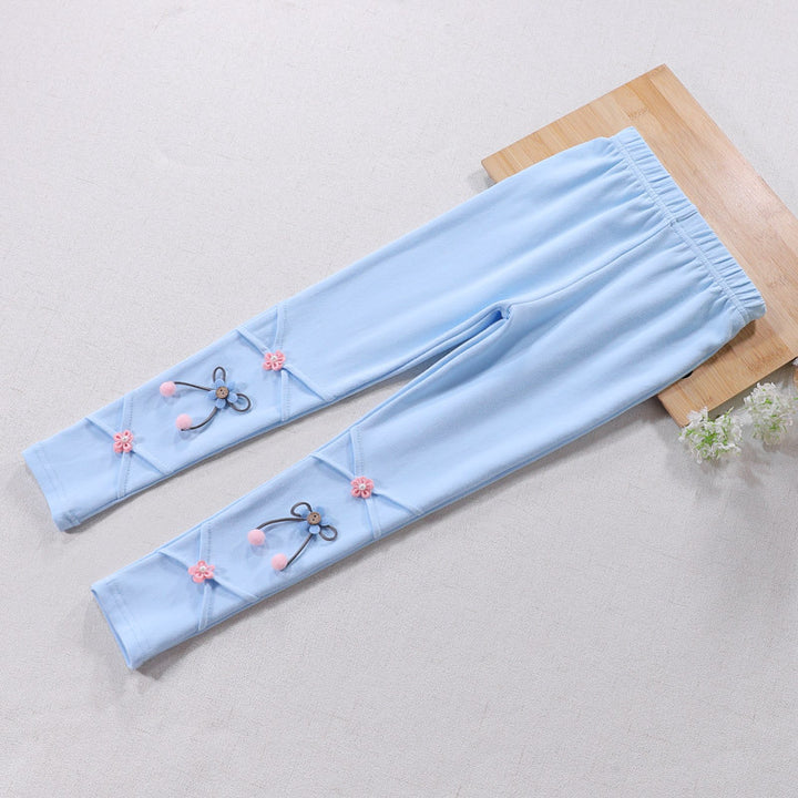 Girls Leggings with Floral Applications Mune Fashion