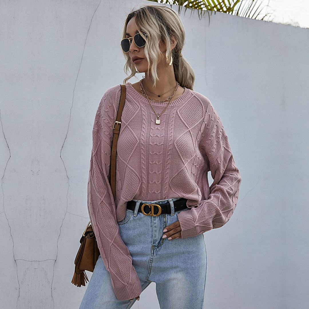 Women’s Oversized Cable Knit Sweater with Lace Details Mune Fashion