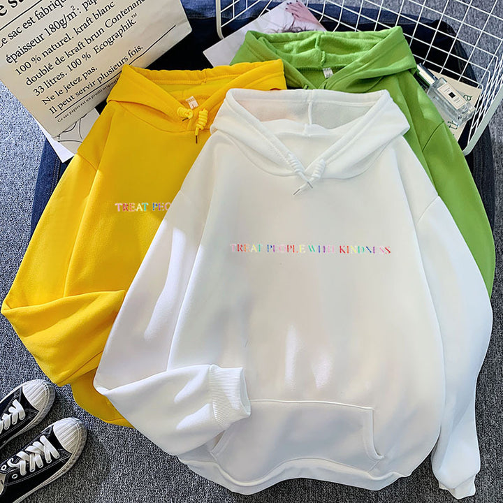 Women's casual oversized hoodie with holographic lettering, kangaroo pocket, and brushed fleece Mune Fashion
