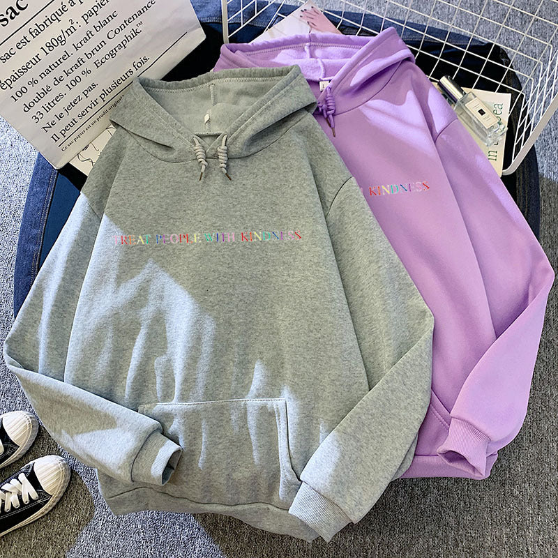 Women's casual oversized hoodie with holographic lettering, kangaroo pocket, and brushed fleece Mune Fashion