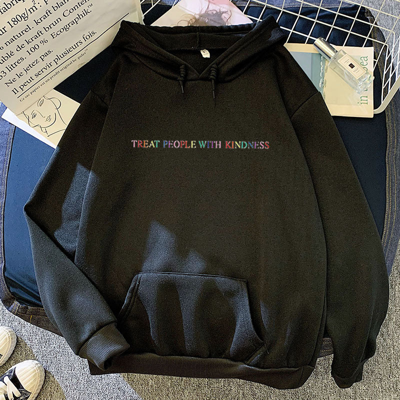 Women's casual oversized hoodie with holographic lettering, kangaroo pocket, and brushed fleece Mune Fashion