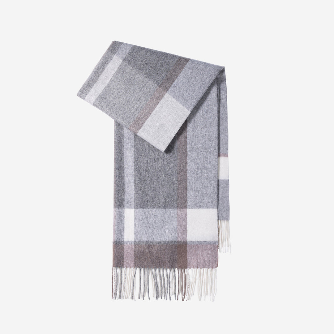 Large wool scarf, 200x70cm, checked