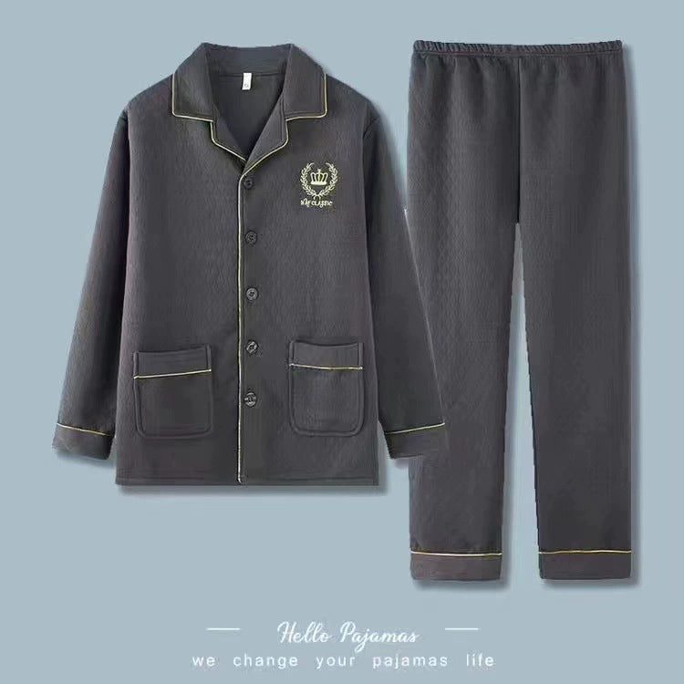 Men's pajamas, 3-layer, cotton, quilted