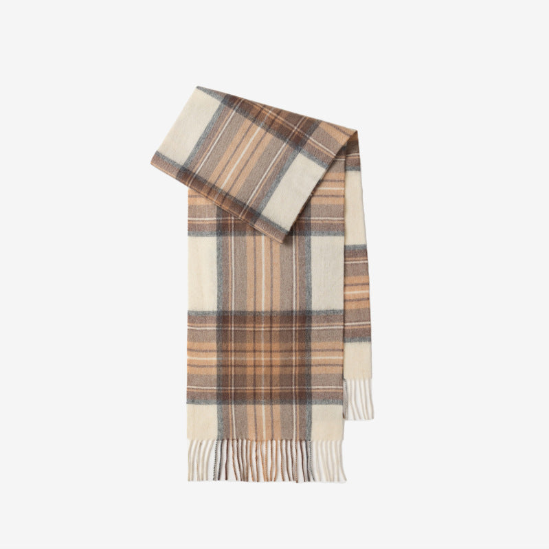 Checked wool scarf, 100% wool, 180x30 cm