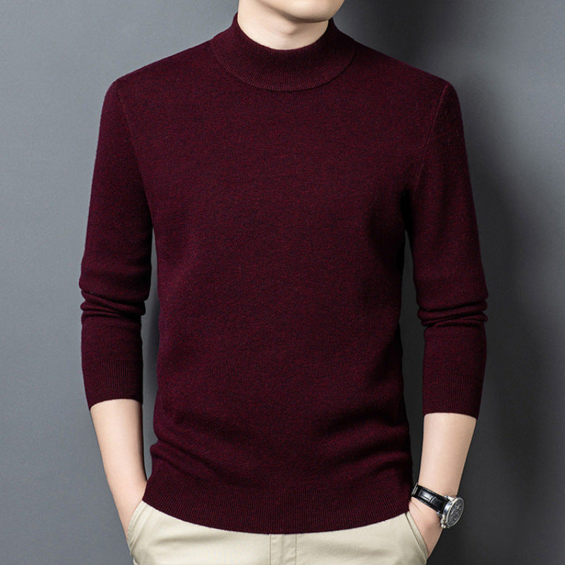 Fine-knit sweater with standing collar