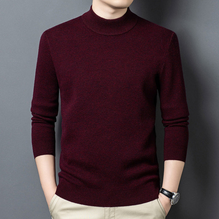 Fine-knit sweater with standing collar