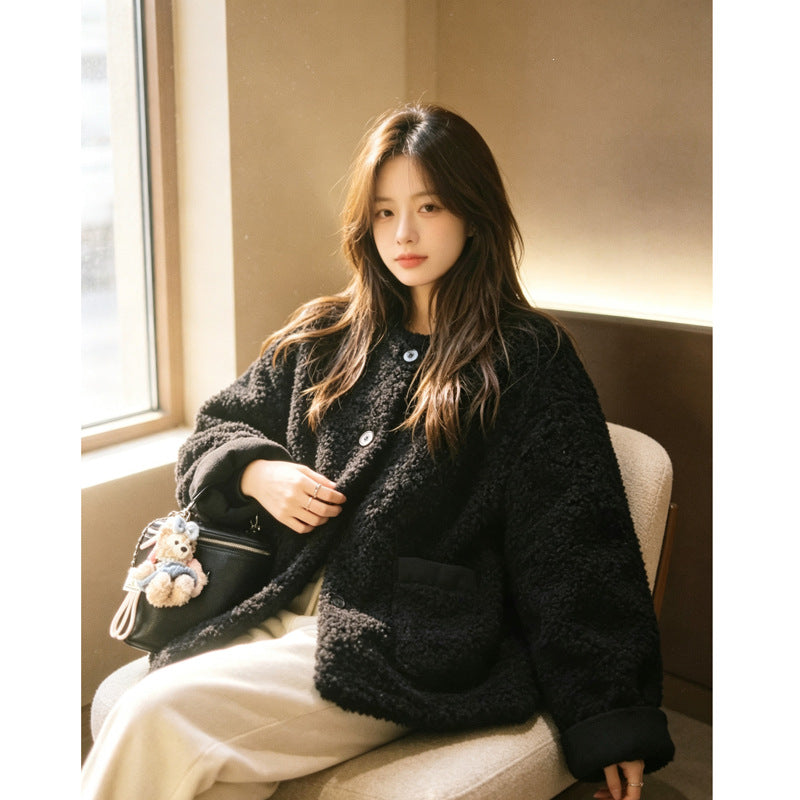 Sheepskin coat, loose, lined